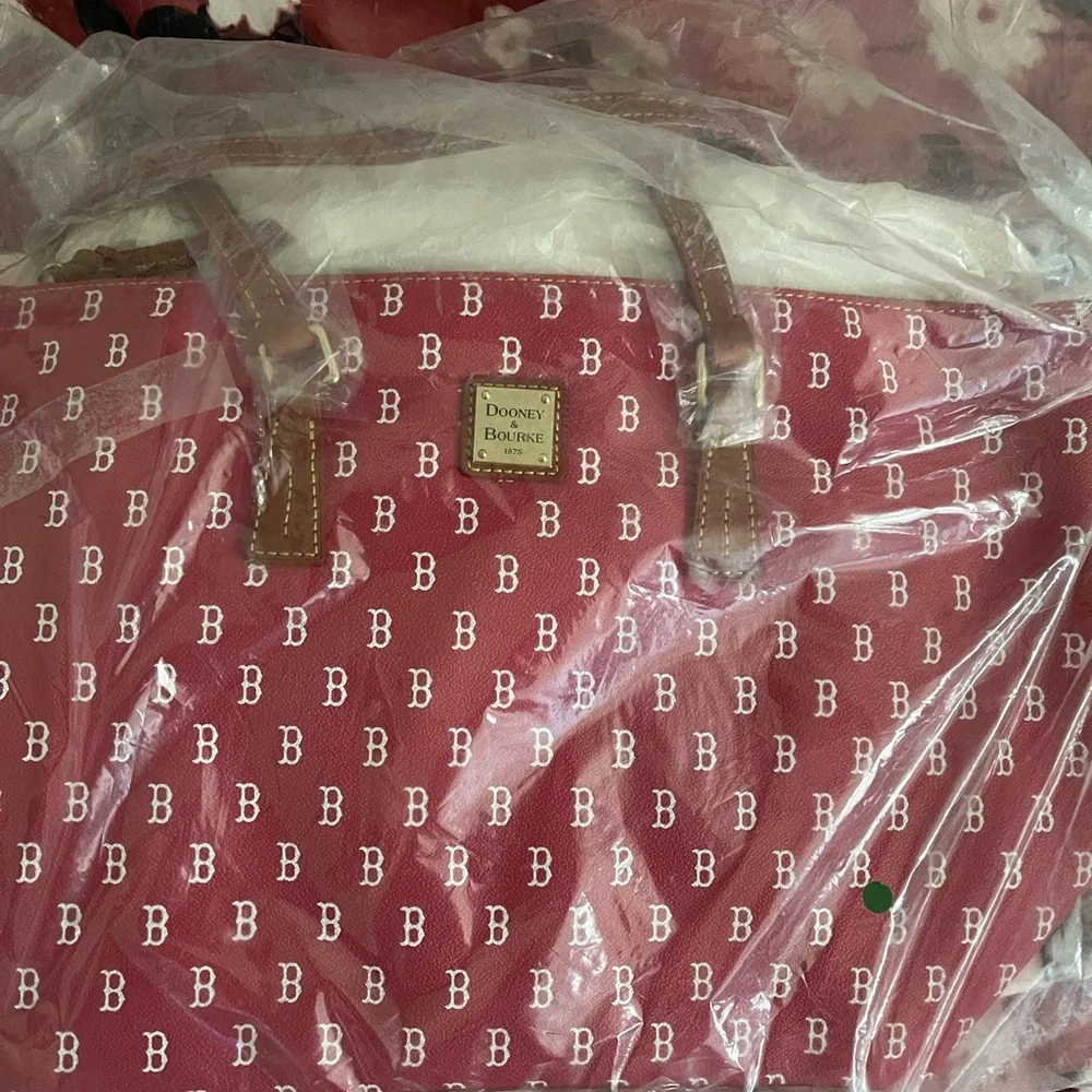 Dooney & Bourke red Tote with Logo Pattern - Picture 2 of 5